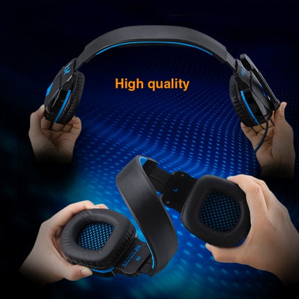 EACH G4000 Stereo Gaming Headset with Mic Volume Control & LED Light for Computer, Cable Length: 2.2m(Blue)-garmade.com