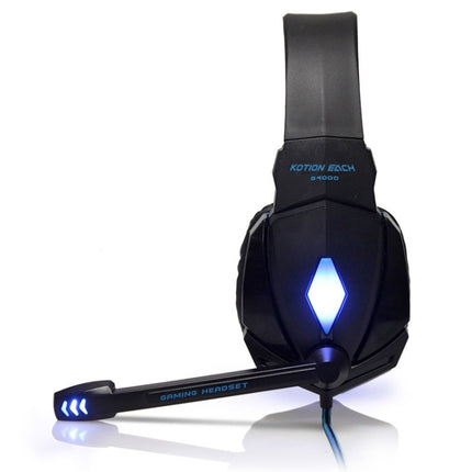 EACH G4000 Stereo Gaming Headset with Mic Volume Control & LED Light for Computer, Cable Length: 2.2m(Blue)-garmade.com