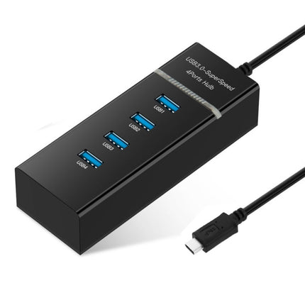 30cm USB-C / Type-C 3.1 Male to 4-Port USB 3.0 Adapter Hub (Black)-garmade.com