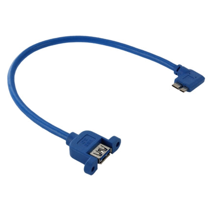 90 Degree Left Turn USB 3.0 Micro-B Male to USB 3.0 Female OTG Cable for Tablet / Portable Hard Drive, Length: 30cm(Blue)-garmade.com