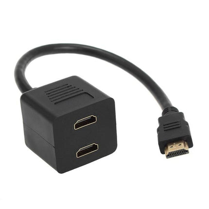 30cm HDMI Splitter Adapter Y Verteiler Stecker mit 2 Kupplung Gel (Gold Plated)(Black)-garmade.com