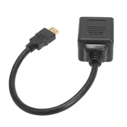 30cm HDMI Splitter Adapter Y Verteiler Stecker mit 2 Kupplung Gel (Gold Plated)(Black)-garmade.com