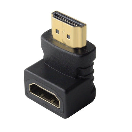 HDMI 19Pin Male to HDMI 19Pin Female 90-degree Angle Adaptor (Gold Plated)(Black)-garmade.com