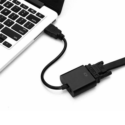 20cm HDMI 19 Pin Male to VGA Female Cable Adapter(Black)-garmade.com