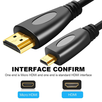 1.8m Gold Plated 3D 1080P Micro HDMI Male to HDMI Male cable for Mobile Phone, Cameras, GoPro-garmade.com
