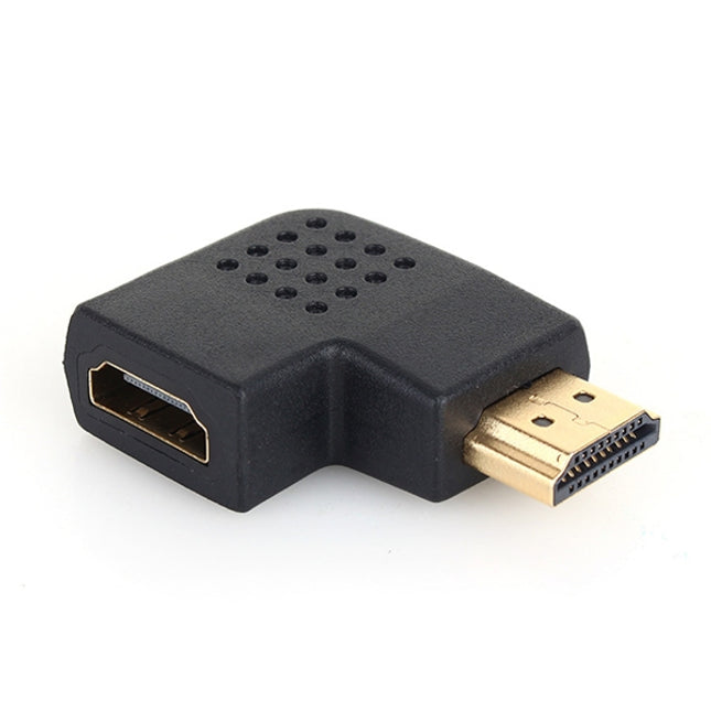 Gold Plated HDMI 19 Pin Male to HDMI 19 Pin Female Adaptor with 90 Degree Angle(Black)-garmade.com