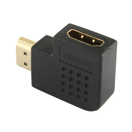 Gold Plated HDMI 19 Pin Male to HDMI 19 Pin Female Adaptor with 90 Degree Angle(Black)-garmade.com