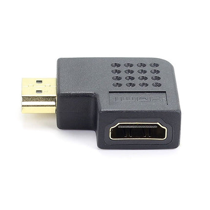 Gold Plated HDMI 19 Pin Male to HDMI 19 Pin Female Adaptor with 90 Degree Angle(Black)-garmade.com