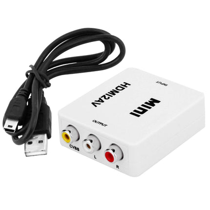 VK-126 MINI HDMI to CVBS/L+R Audio Converter Adapter (Scaler)(White)-garmade.com