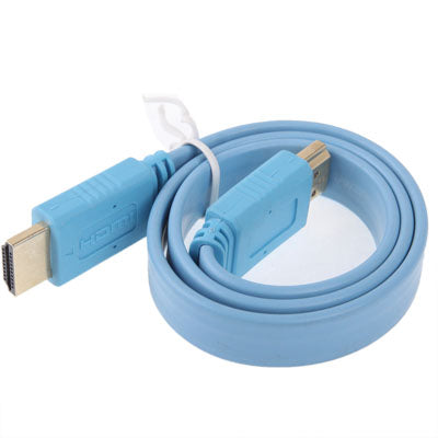 1.4 Version Gold Plated HDMI to HDMI 19Pin Flat Cable, Support Ethernet, 3D, 1080P, HD TV / Video / Audio etc, Length: 0.5m(Blue)-garmade.com