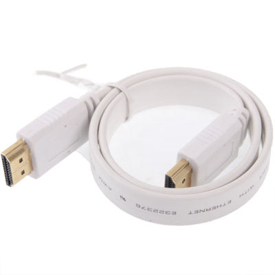 1.4 Version，Gold Plated HDMI to HDMI 19Pin Flat Cable, Support Ethernet, 3D, 1080P, HD TV / Video / Audio etc, Length: 0.5m (White)-garmade.com