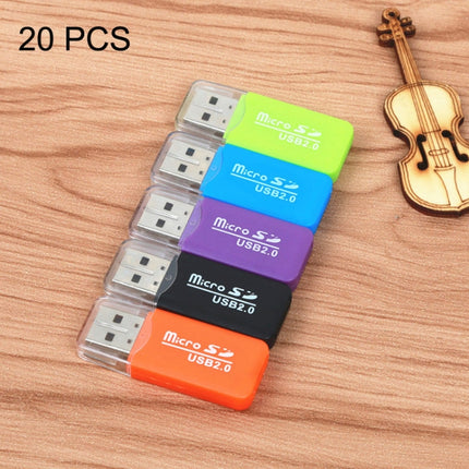 20 PCS Portable USB 2.0 Micro SD TF T-Flash Card Reader Adapter, up to 480Mbps, Random Color Delivery-garmade.com