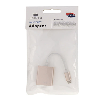 USB-C / Type-C 3.1 to VGA Multi-display Adapter Cable,Cable Length: About 10cm(Gold)-garmade.com