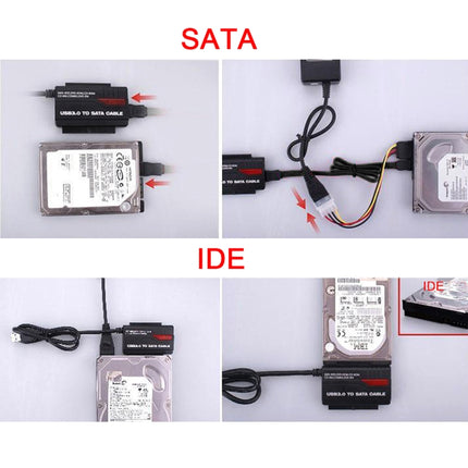 USB 3.0 to IDE/SATA Hard Drive External HDD Adapter(Black)-garmade.com