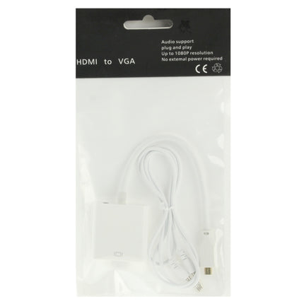 22cm Full HD 1080P Micro HDMI Male to VGA Female Video Adapter Cable with Audio Cable(White)-garmade.com