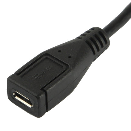 90 Degree Micro USB Male to Micro USB Female Adapter Cable, Length: 25cm(Black)-garmade.com