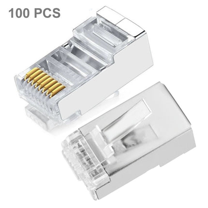 High Quality RJ45 Shielded Plug Cat5 8P8C Lan Connector Network (100 pcs in one packaging , the price is for 100 pcs)(Silver)-garmade.com