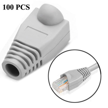 Network Cable Boots Cap Cover for RJ45, Grey (100 pcs in one packaging , the price is for 100 pcs)(Grey)-garmade.com