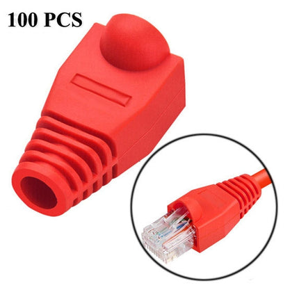 Network Cable Boots Cap Cover for RJ45, Red (100 pcs in one packaging , the price is for 100 pcs)(Red)-garmade.com