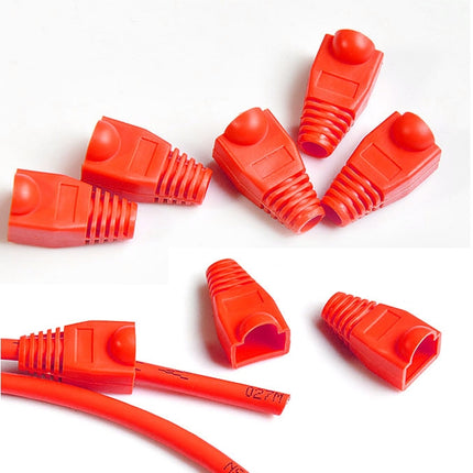 Network Cable Boots Cap Cover for RJ45, Red (100 pcs in one packaging , the price is for 100 pcs)(Red)-garmade.com