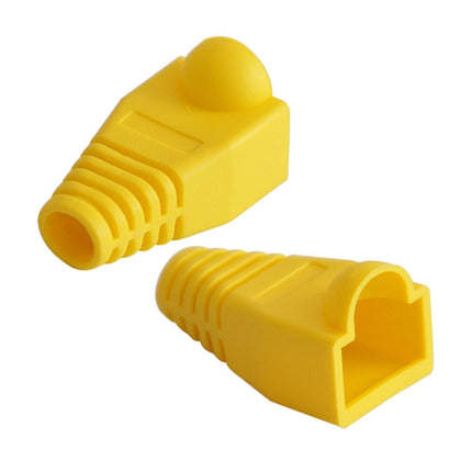 Network Cable Boots Cap Cover for RJ45, Yellow (100 pcs in one packaging , the price is for 100 pcs)(Yellow)-garmade.com