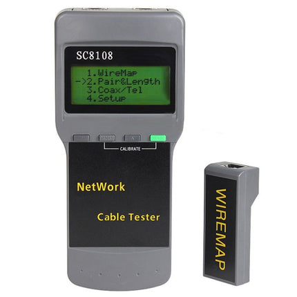 Portable Wireless Network cable Tester SC8108 LCD Digital PC Data Network CAT5 RJ45 LAN Phone Cable Tester Meter(Grey)-garmade.com