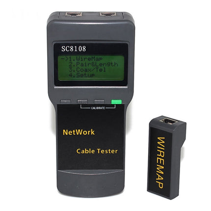 Portable Wireless Network cable Tester SC8108 LCD Digital PC Data Network CAT5 RJ45 LAN Phone Cable Tester Meter(Grey)-garmade.com