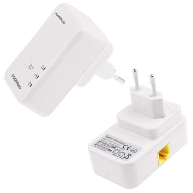 2 PCS 500Mbps Powerline Network Mini Homeplug AV Ethernet Bridge, 7HP150, EU Plug(White)-garmade.com