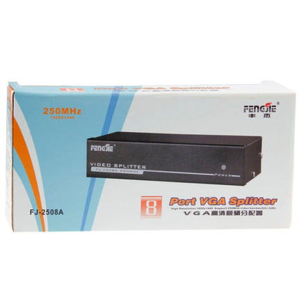 FJ-2508A 8 Port VGA Video Splitter High Resolution 1920 x 1440 Support 250MHz Video Bandwidth-garmade.com