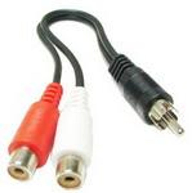 2 RCA AV Female To 1 RCA Male Y Splitter Video Cable Adapter, Length: 26.5cm-garmade.com