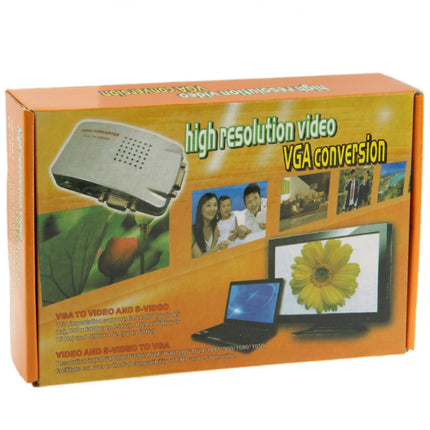 High Resolution VGA Video Conversion VGA to Video S-Video / PC to TV (VGA to AV ) Converter Box-garmade.com
