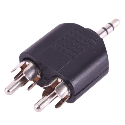 2 RCA Male to 3.5mm Male Jack Audio Y Adapter(Black)-garmade.com