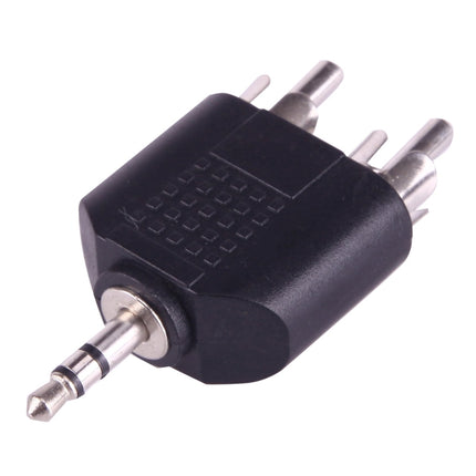 2 RCA Male to 3.5mm Male Jack Audio Y Adapter(Black)-garmade.com