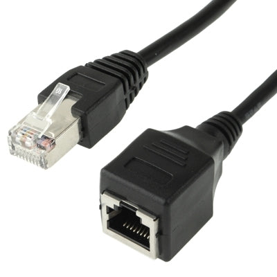 RJ45 Female to Male Cat Network Extension Cable, Length: 30cm(Black)-garmade.com