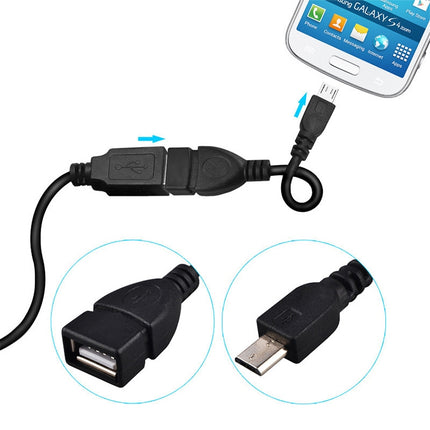 10cm USB 2.0 AF to Micro USB 5 Pin Male OTG Adapter Cable for Samsung / Nokia / LG / BlackBerry / HTC One X /Amazon Kindle / Sony Xperia etc.(Black)-garmade.com