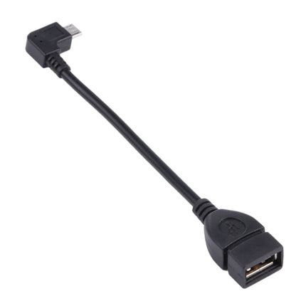 90 Degree Micro USB Male to USB 2.0 AF Adapter Cable with OTG Function For Galaxy / Nokia / LG / BlackBerry / HTC One X /Amazon Kindle / Sony Xperia etc. (13cm)(Black)-garmade.com