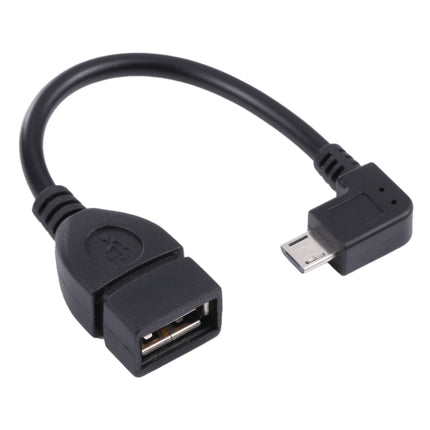 90 Degree Micro USB Male to USB 2.0 AF Adapter Cable with OTG Function For Galaxy / Nokia / LG / BlackBerry / HTC One X /Amazon Kindle / Sony Xperia etc. (13cm)(Black)-garmade.com