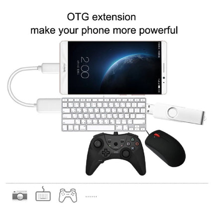 High Quality USB 2.0 AF to Micro USB 5 Pin Male Adapter Cable with OTG Function, Length: 15cm(White)-garmade.com