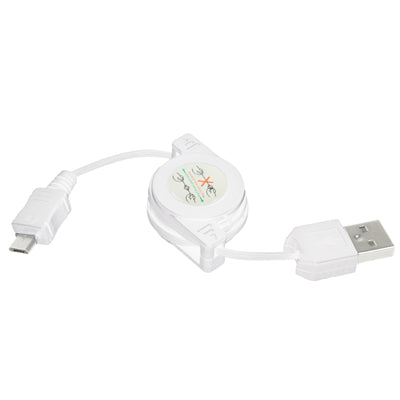 USB 2.0 to Micro USB Retractable Data Cable, Length: 10cm (Can be Extended to 75cm)(White)-garmade.com
