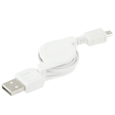 USB 2.0 to Micro USB Retractable Data Cable, Length: 10cm (Can be Extended to 75cm)(White)-garmade.com