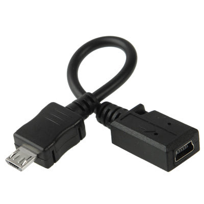 Mini USB Female to Micro USB Male Cable Adapter, Length: 13cm(Black)-garmade.com
