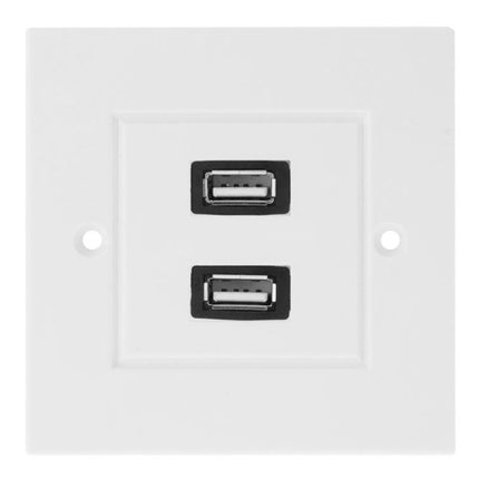 Dual USB 2.0 Female Plugs Home Wall Charger Plate Wall Plate Panel-garmade.com