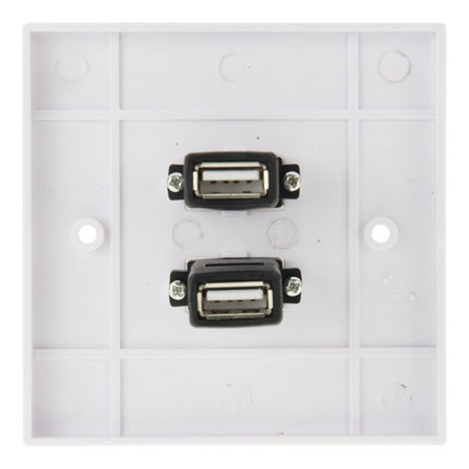 Dual USB 2.0 Female Plugs Home Wall Charger Plate Wall Plate Panel-garmade.com