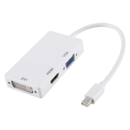 3 in 1 Mini DisplayPort Male to HDMI + VGA + DVI Female Adapter Converter for Mac Book Pro Air, Cable Length: 18cm(White)-garmade.com