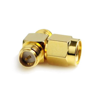 RP-SMA Male to 2 RP-SMA Female Adapter (T Type), Gold Plated-garmade.com
