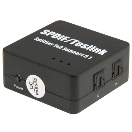 SPDIF / TOSLINK Power Adapter Digital Optical Audio Splitter Amplifier 1x3 Supports 5.1-garmade.com