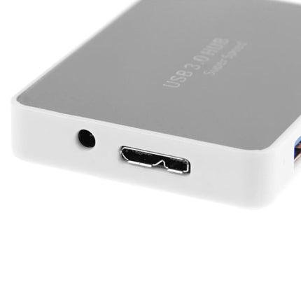 CR-H302 Mirror Surface 4 Ports USB 3.0 Super Speed 5Gbps HUB + 60cm USB 3.0 Transmission Cable(White)-garmade.com