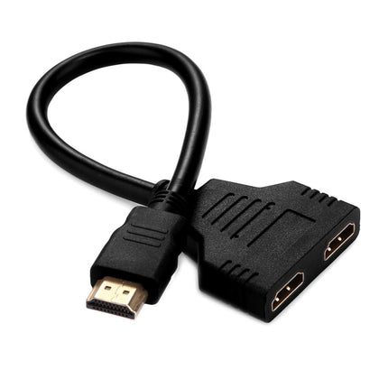 30cm 1080P HDMI Port Male to 2 Female 1 in 2 out Splitter Cable Adapter Converter-garmade.com