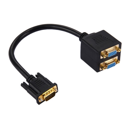 30cm VGA Male to 2 VGA Female Splitter Cable(Black)-garmade.com