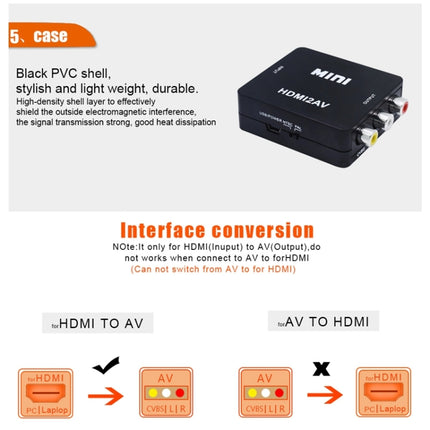 VK-126 Mini HD HDMI to AV/CVBS Video Converter Adapter-garmade.com